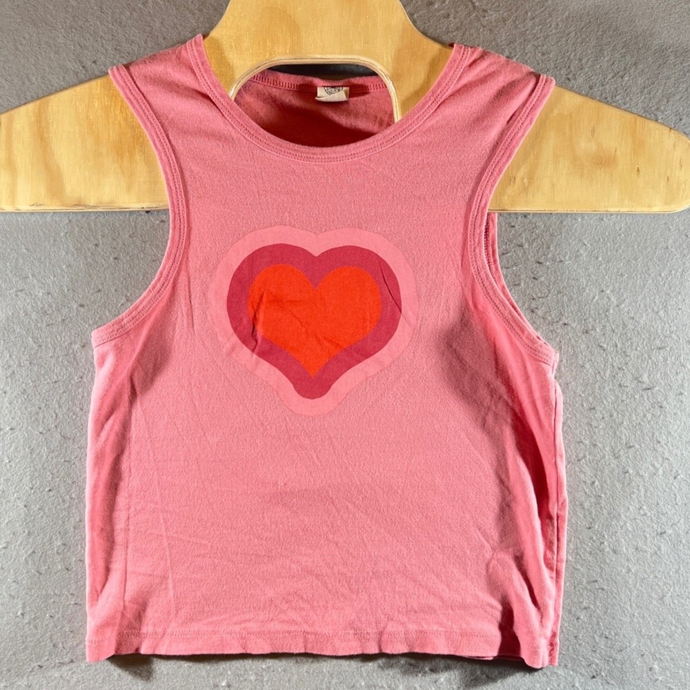 807 | Y2K Urban Outfitters Heart Graphic Slim Fit Cotton Tank Top Pink Kids XL